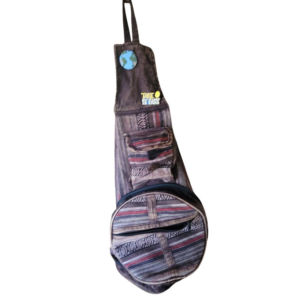 Striped Sling Backpack Crossbody Hippie Bag Shoulder BOHO Travel Festival